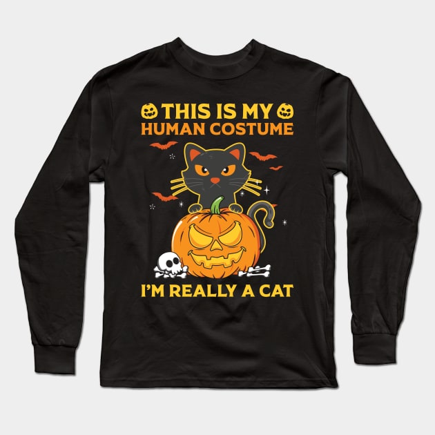 My Human Costume I’m Really A Cat Long Sleeve T-Shirt by ReeseClaybro